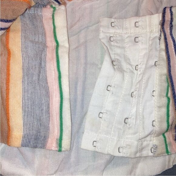 Tularosa Penelope Multi Striped Printed Cropped Top Ruffle Beach S - Picture 8 of 12